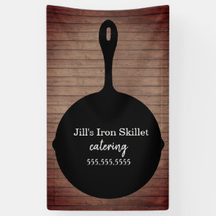 IJzeren Skillet Rustieke Houten Cateraar Restauran Spandoek