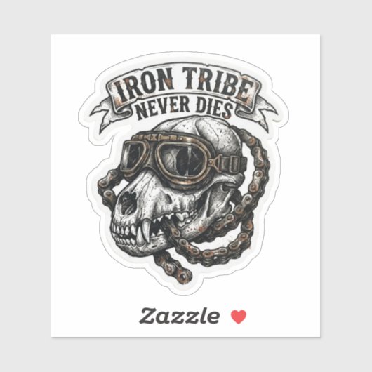 IJzeren Stam Sterft Nooit Wolf Schedel Sticker (Vel)
