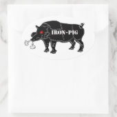 IJZEREN VARKEN OVALE STICKER (Tas)