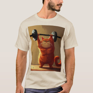 IJzeren Wil: De Striving Red Cat Lifting Gewichten T-shirt