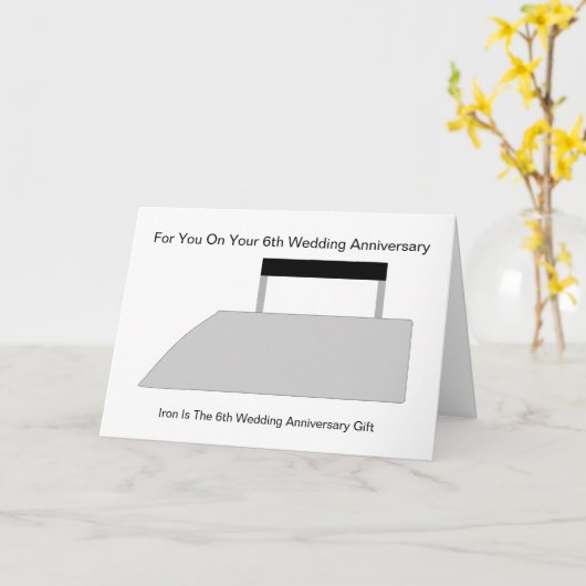 Ijzerontwerp Gepersonaliseerde 6e bruiloft Jubileu Kaart (Gele Bloem)