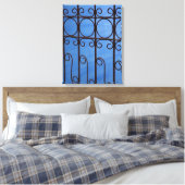 IJzerpoortpatroon in blauw, Cuba Canvas Afdruk (Insitu (Slaapkamer))