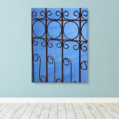 IJzerpoortpatroon in blauw, Cuba Canvas Afdruk (Insitu (Houten vloer))