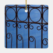 IJzerpoortpatroon in blauw, Cuba Keramisch Ornament (Achterkant)