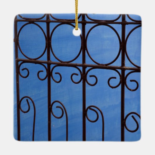 IJzerpoortpatroon in blauw, Cuba Keramisch Ornament (Achterkant)