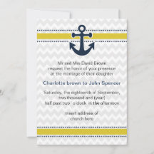 ijzerstrepen, anker, nautische trouwuitnodigingen