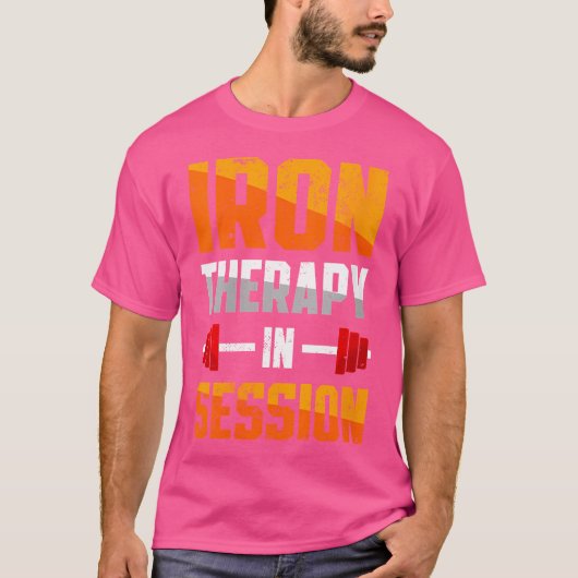 IJzertherapie in sessie Barbell Gym Gewichtheffen T-shirt (Voorkant)