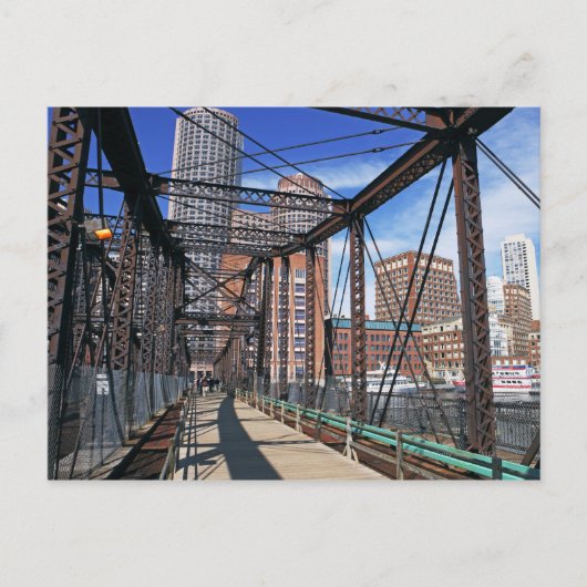 IJzervoetbrug met Boston Financial district Briefkaart (Voorkant)
