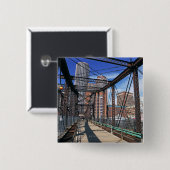 IJzervoetbrug met Boston Financial district Vierkante Button 5,1 Cm (Voorkant /achterkant)
