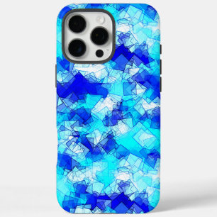 Ijzig Abstract Blauw Overlappend Vierkant Patroon iPhone 16 Pro Max Hoesje
