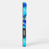 Ijzig Abstract Blauw Overlappend Vierkant Patroon iPhone Hoesje (Rechterkant)