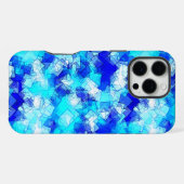 Ijzig Abstract Blauw Overlappend Vierkant Patroon iPhone Hoesje (Achterkant horizontaal)