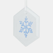IJzig blauwe sneeuwvlok - Winterzeshoek Glas Ornament (Voorkant links)