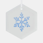 IJzig blauwe sneeuwvlok - Winterzeshoek Glas Ornament (Achterkant)