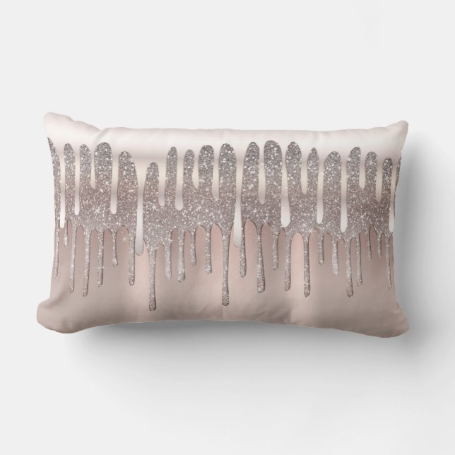 IJzig Roze Rose Goud Diamant Glitter Glans Drip Kussen (Voorkant)