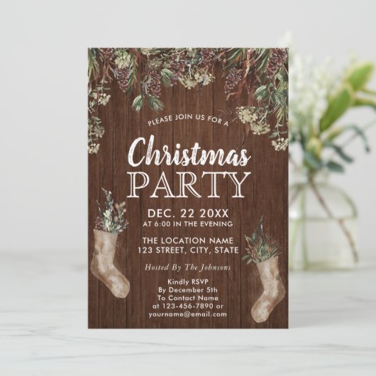 IJZIGE DENNEN | Rustiek Hout Wit Kerstfeest Kaart (Staand voorkant)