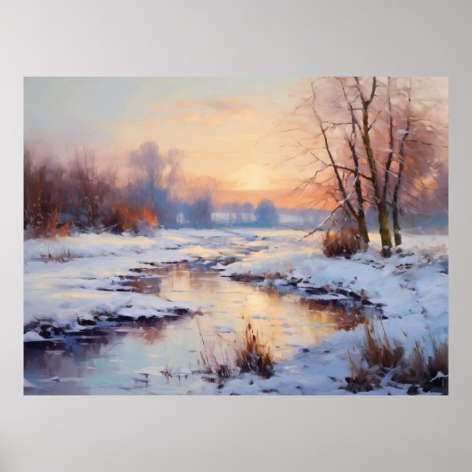 IJzige Havelrivier bij zonsondergang Poster (Voorkant)