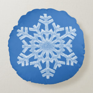 Ijzige Koele Blauwe Bevroren Kerstmis van de Rond Kussen