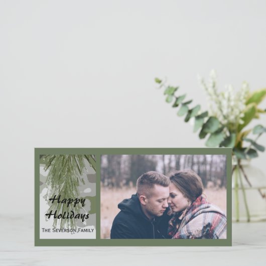 Ijzige Pijnbomen prettige feestdagen (plural:) Feestdagenkaart (Staand voorkant)