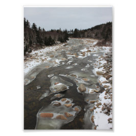 Ijzige Voetafdruk in de Rivier Foto Afdruk