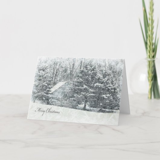 ijzige Vrolijke het landcabine van Kerstmis Feestdagen Kaart (Voorkant)