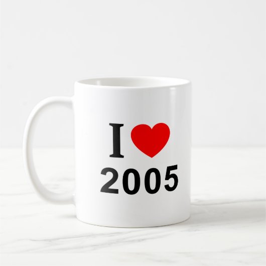 Ik ❤️ 2005 Ik HOU VAN 2005 Ik HEB 2005 hart Koffiemok (Links)