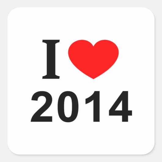 Ik ❤️ 2014 Ik HOU VAN 2014 Ik HART 2014 Vierkante Sticker (Voorkant)