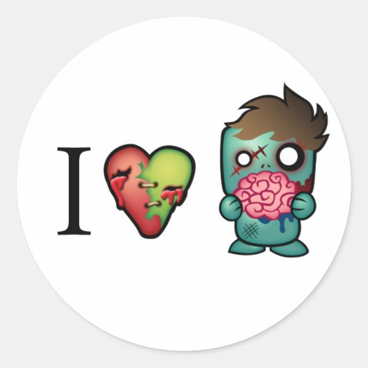 Ik <3 hersenen - Zombies zijn overal! Ronde Sticker (Voorkant)