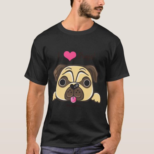 Ik <3 Pugs!' T-shirt (Voorkant)