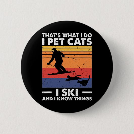 Ik Aai Katten Ik Ski En Ik Weet Dingen Ronde Button 5,7 Cm (Voorkant)