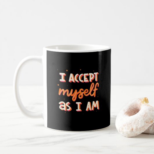 Ik accepteer mezelf zoals ik ben koffiemok (Met donut)
