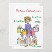 Ik adem, dus ik winkel schets van een rijke dame  feestdagenkaart (Voorkant / Achterkant)