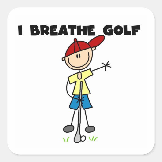 Ik Adem Golf Vierkante Sticker (Voorkant)