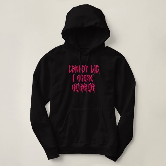 Ik adoreer horror (roze tekst) hoodie (Design voorkant)