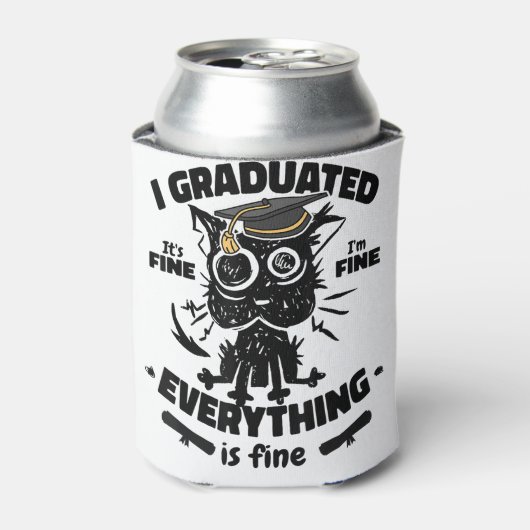 Ik Afstuderen Class Funny Black Cat Afstuderen Blikjeskoeler (Blikje Voorkant)