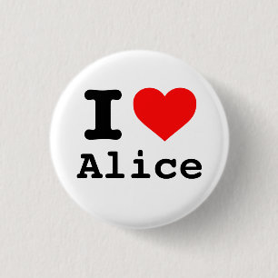 "Ik ❤️ Alice" (Ik hou van Alice) Ronde Button 3,2 Cm