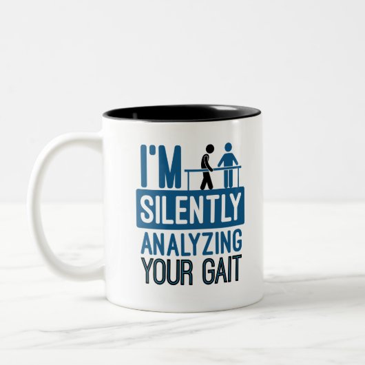 Ik analyseer stilletjes je Gait fysieke therapie Tweekleurige Koffiemok (Links)