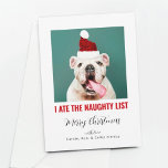 Ik at de stoute lijst Grappige Pet Dog Cat Foto Feestdagenkaart<br><div class="desc">Een leuke kerstkaart met je schattige harige vriend (hond,  kat,  spin,  wat dan ook) die verkondigt "Ik heb de ondeugende lijst opgegeten."</div>