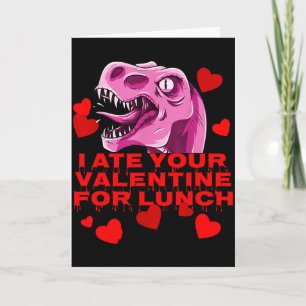 Ik at je Valentijn bij de lunch Roze dinosaurus Sc Kaart
