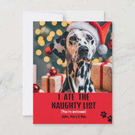 Ik at Naughty List Huisdier Foto Kerstmis Rood Fee Kaart