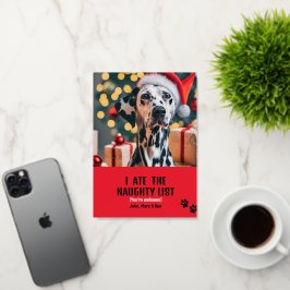 Ik at ondeugende lijst huisdier foto kerst rode va folie wenskaart