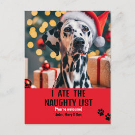 Ik at ondeugende lijst huisdier foto kerst rode va uitnodiging briefkaart