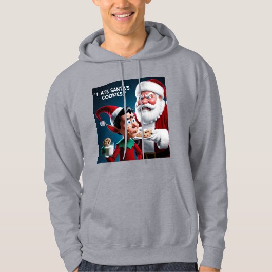 Ik at Santa's Cookies Funny Christmas Hoodie (Voorkant)