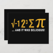 Ik at wat taart en het was heerlijke pi day Wiskun Briefkaart (Voorkant / Achterkant)