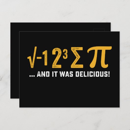 Ik at wat taart en het was heerlijke pi day Wiskun Briefkaart (Voorkant / Achterkant)