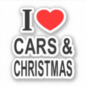 Ik ❤️ AUTO'S & KERSTMIS Ik hou van auto's & KERST Sticker (Voorkant)