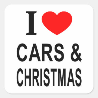 Ik ❤️ AUTO'S & KERSTMIS Ik HOU VAN AUTO'S & KERST  Vierkante Sticker