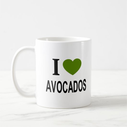 Ik ❤️ AVOCADOS met een groen hart.. IK HOOP VAN AV Koffiemok (Links)