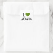 Ik ❤️ AVOCADOS met een groen hart.. IK HOOP VAN AV Vierkante Sticker (Tas)