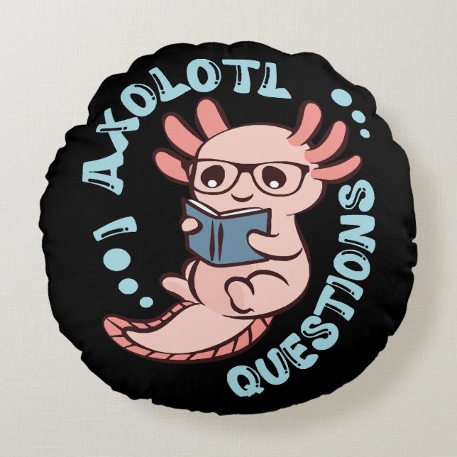 Ik Axolotl Vragen Rond Kussen (Voorkant)